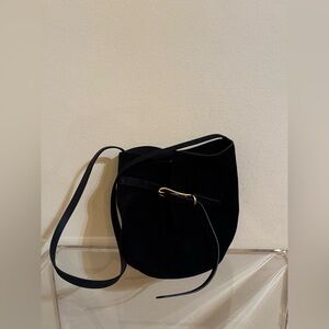 Little Liffner Belted Bucket Bag Black Suede Gold